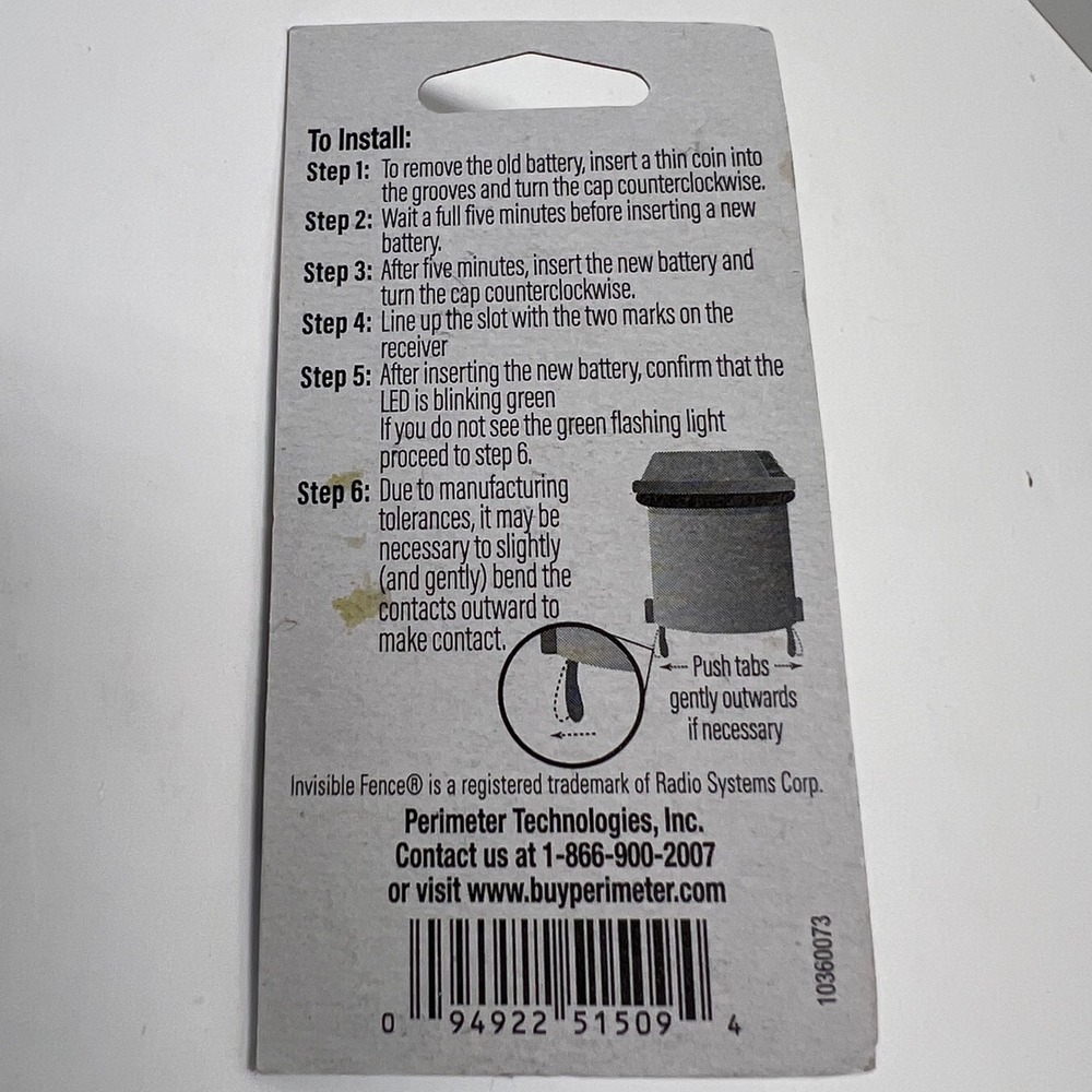 Perimeter Technologies Replacement Battery Invisible Fence R21 R22 R51 MicroLite - Picture 2 of 2